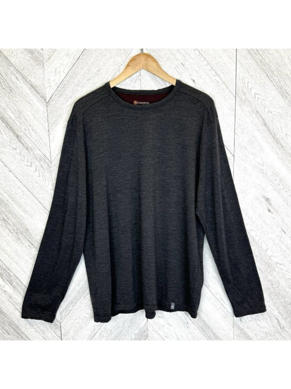 Cloudveil Base Layer Tee Top Shirt 100% Merino Wool Gray Mens Size XXL 2XL
